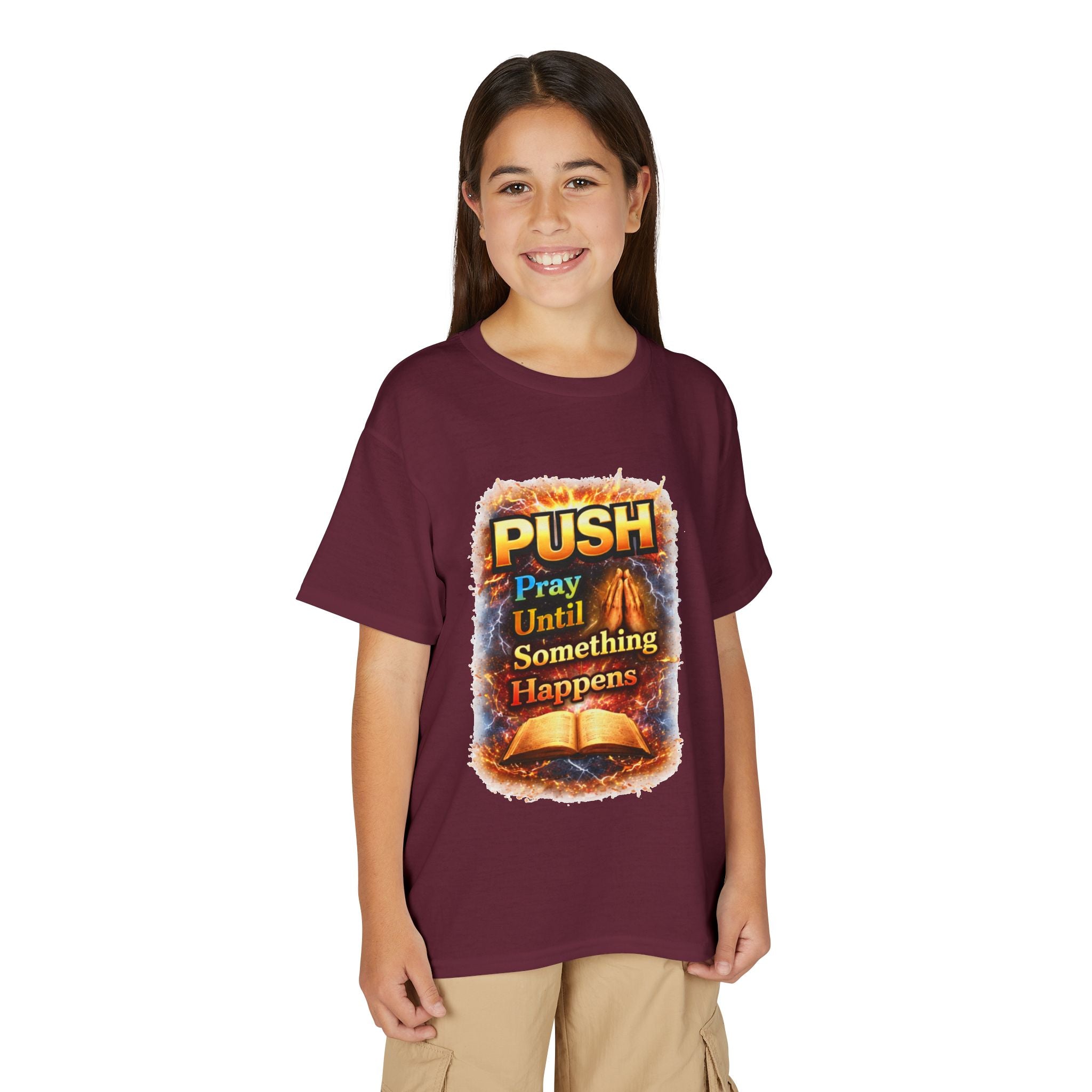 "Push: Pray Until Something Happens" Youth T-shirt - Bible