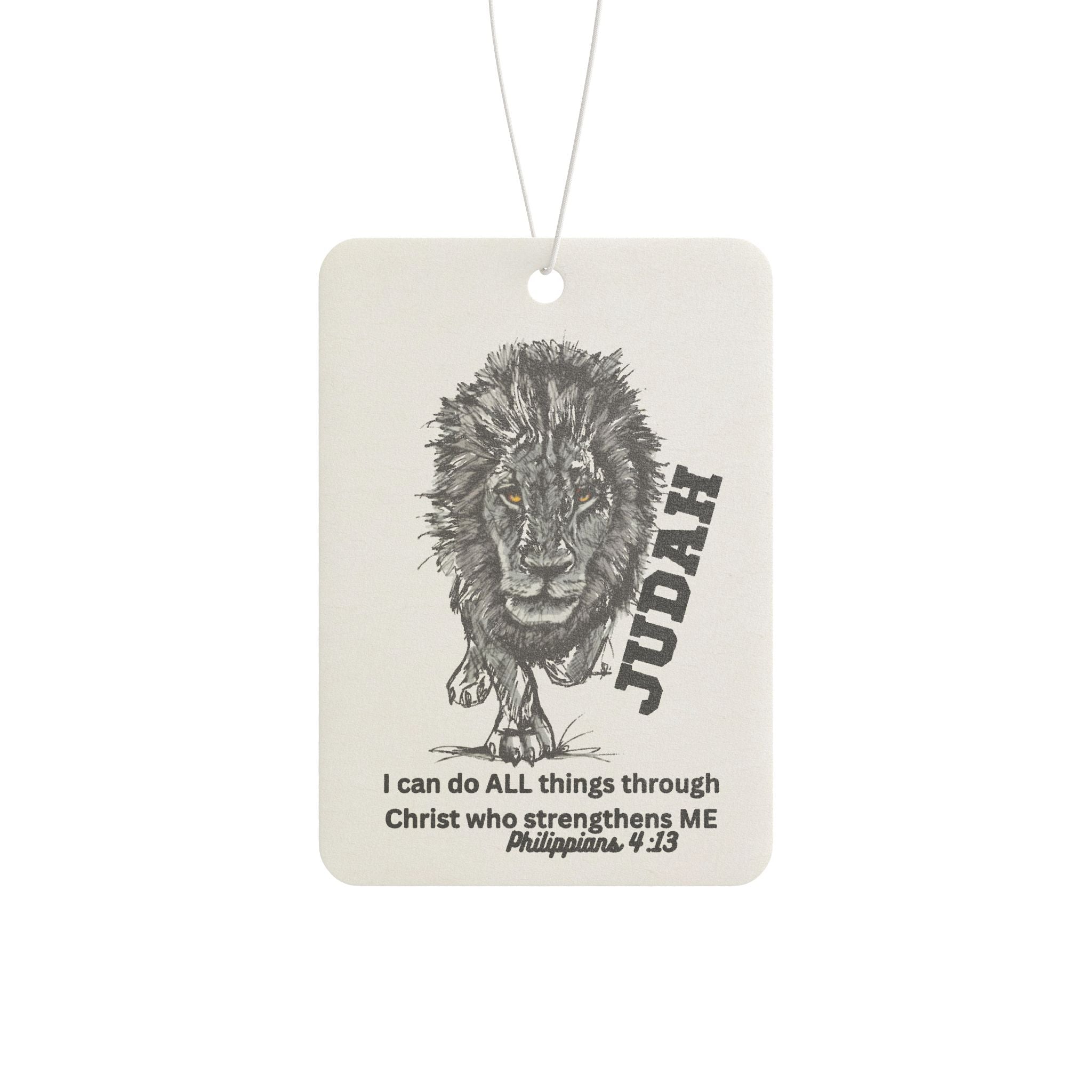 Lion of Judah Car Air Freshener — 'I can do ALL things through Christ' Inspirational Scent