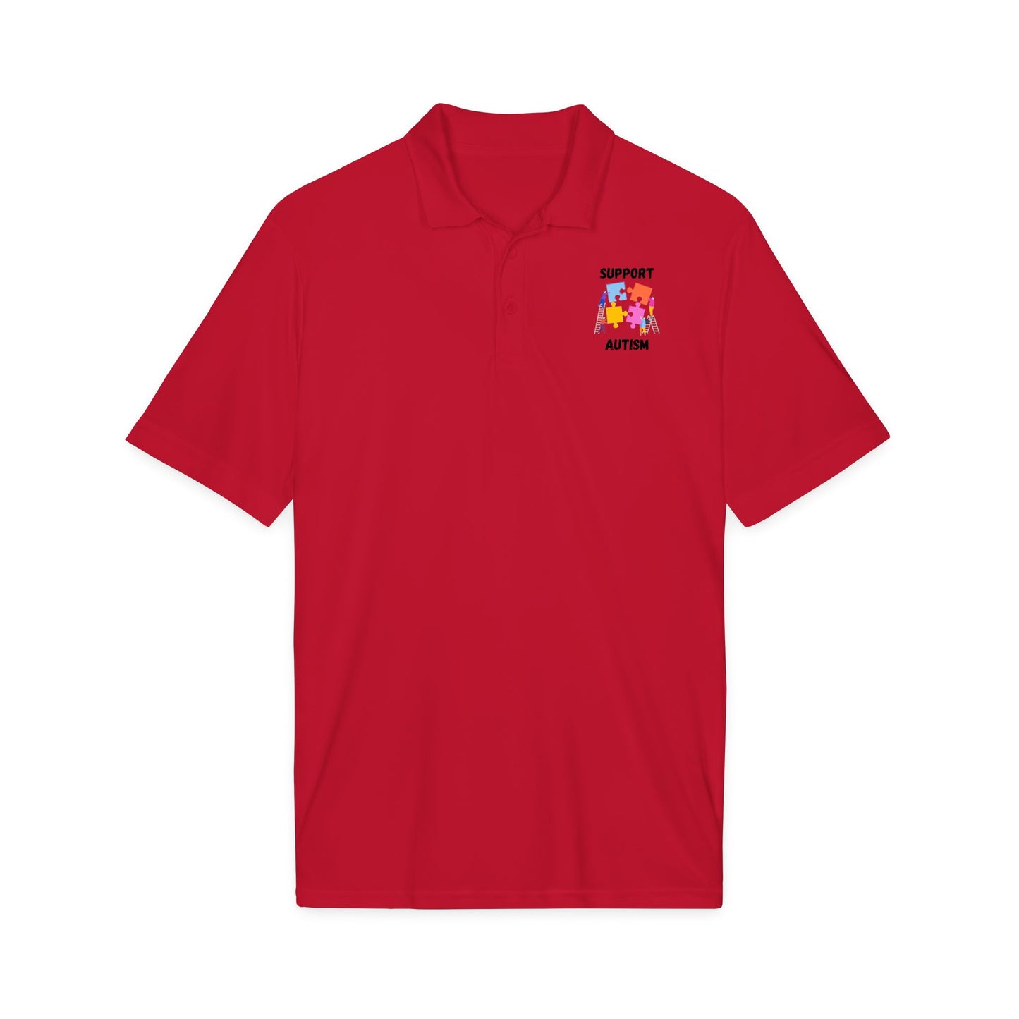 Autism Puzzle Piece Polo Shirt - Black