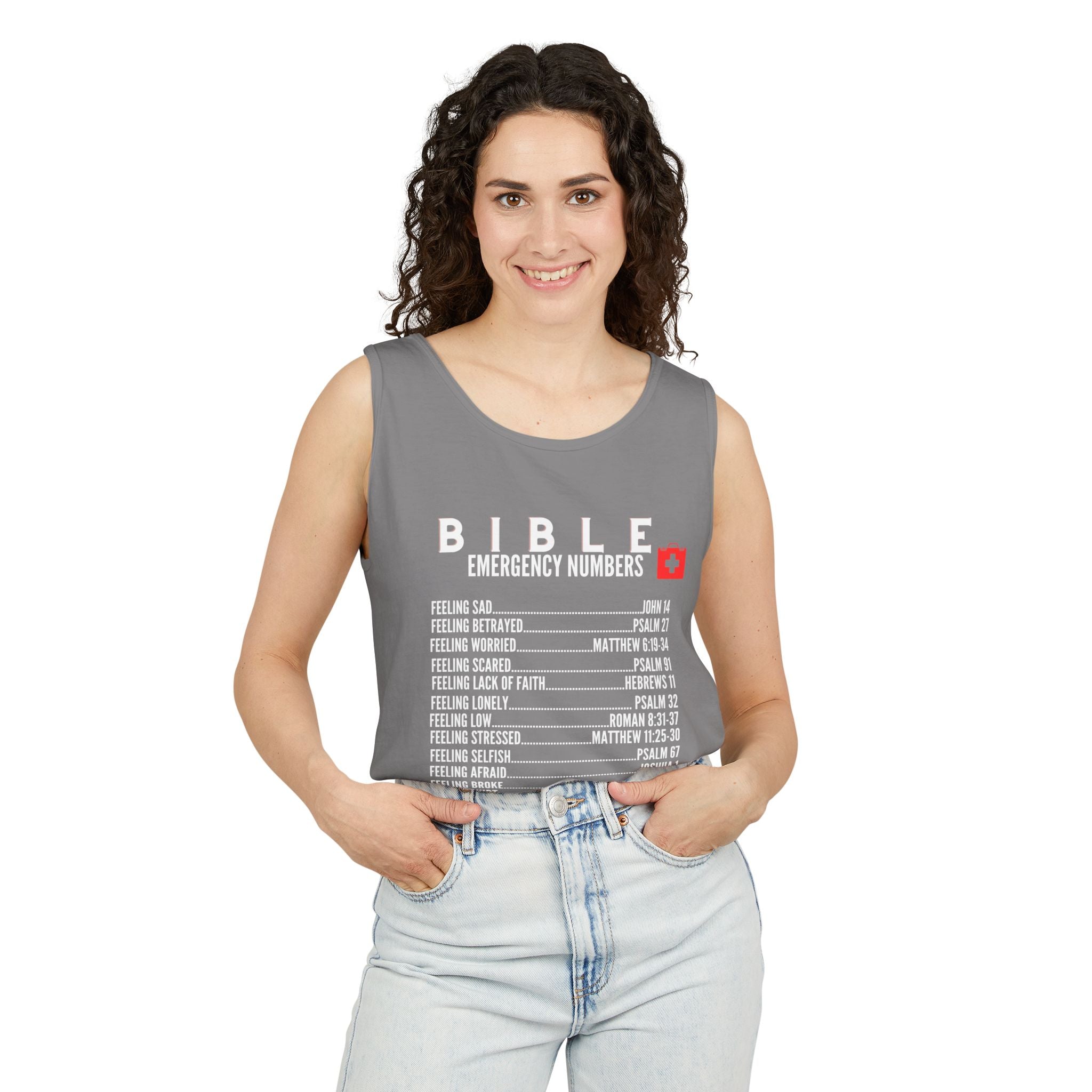 Bible Emergency Numbers Tank Top - White