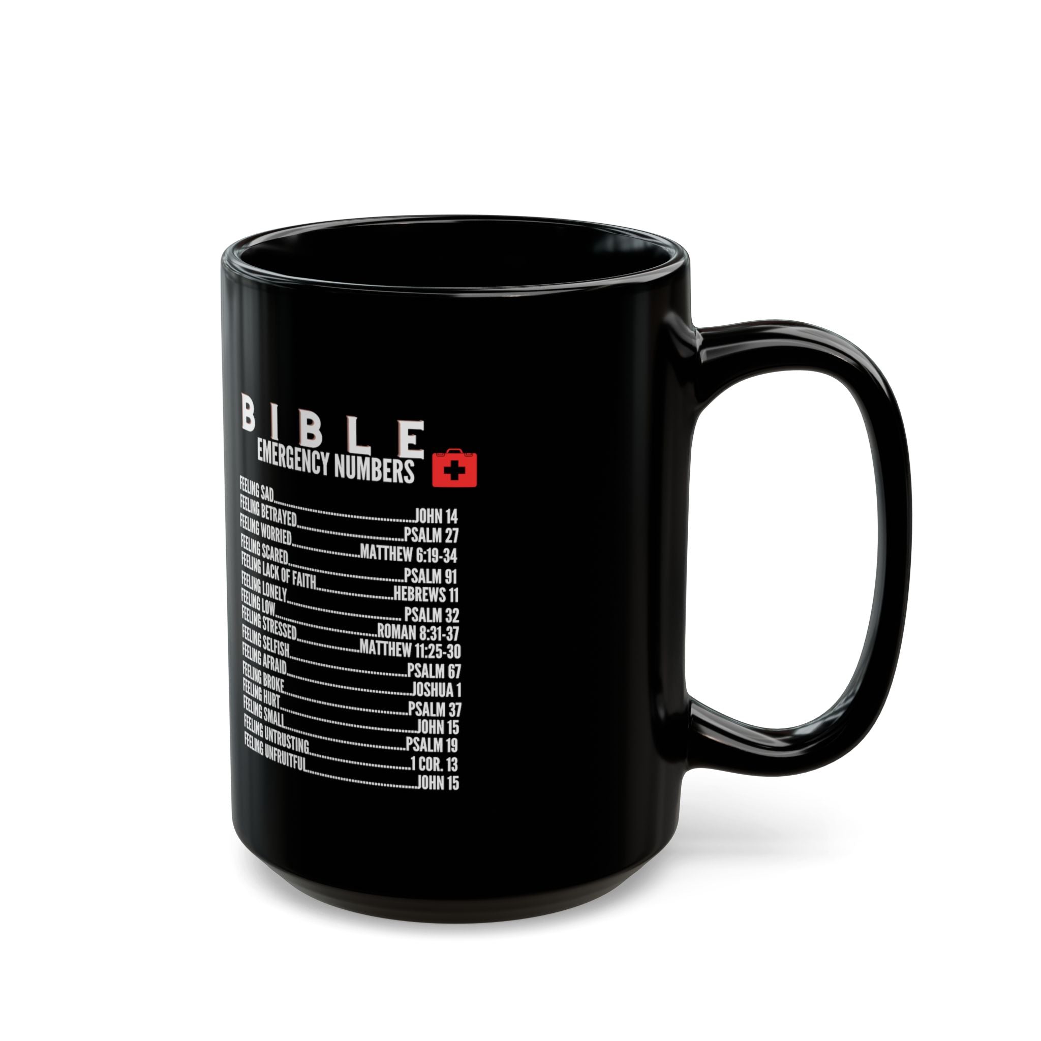 Bible Emergency Numbers Black Coffee Mug (11oz/15oz)