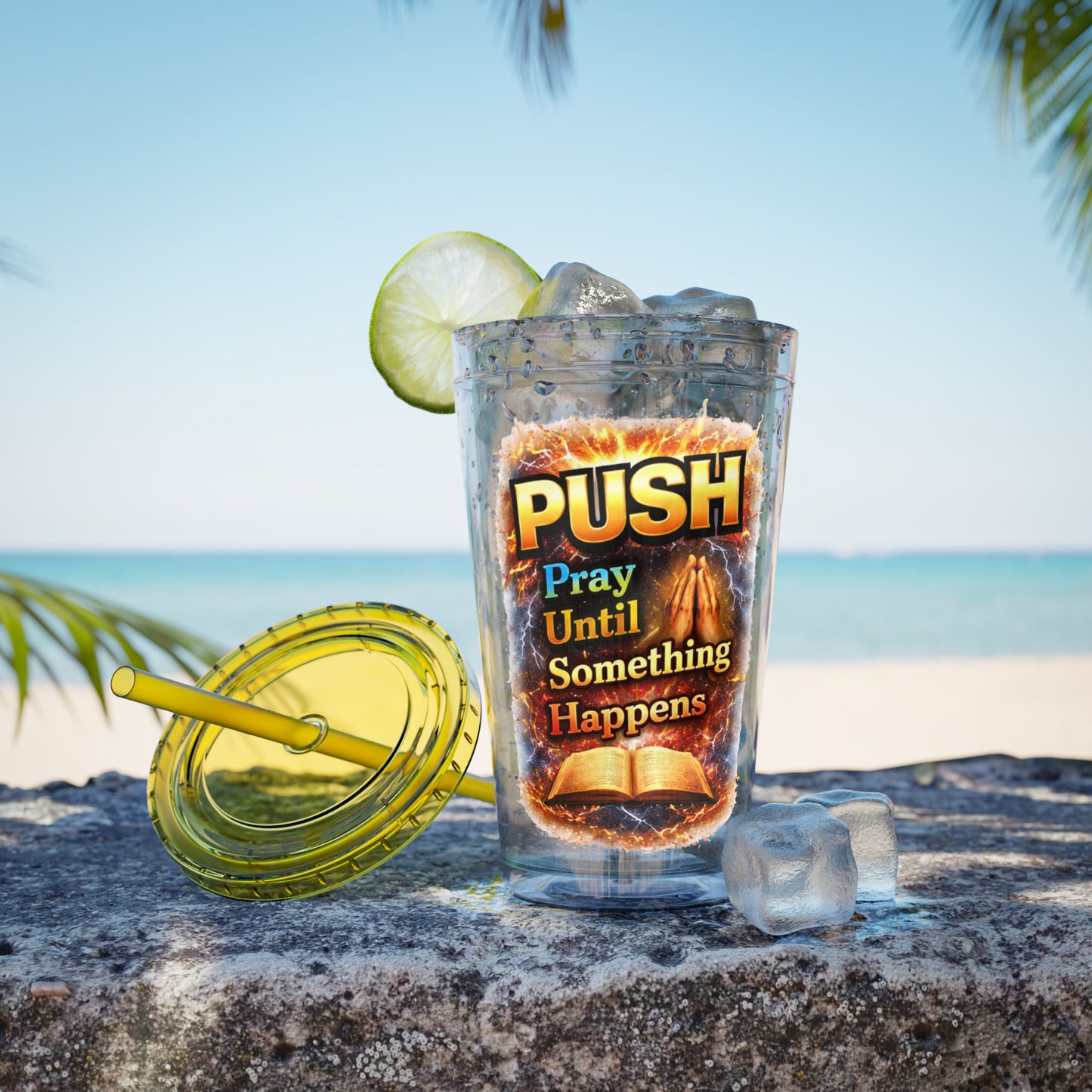 Push Pray Until Something Happens 16oz Tumbler — Bible