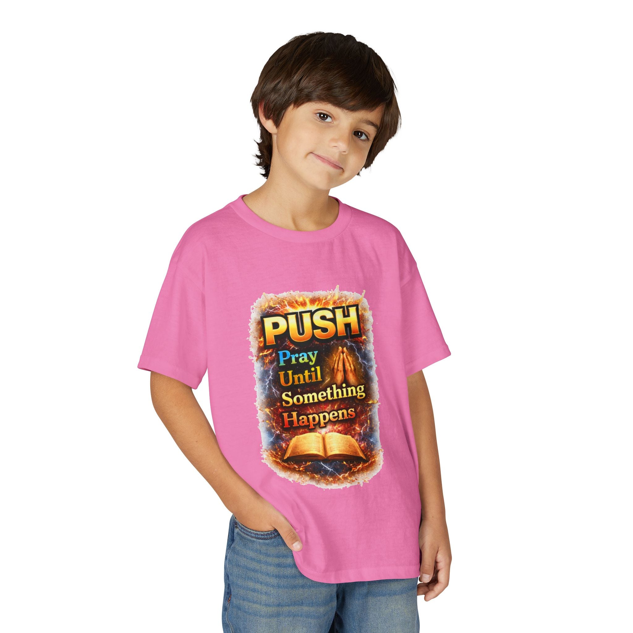 "Push: Pray Until Something Happens" Youth T-shirt - Bible