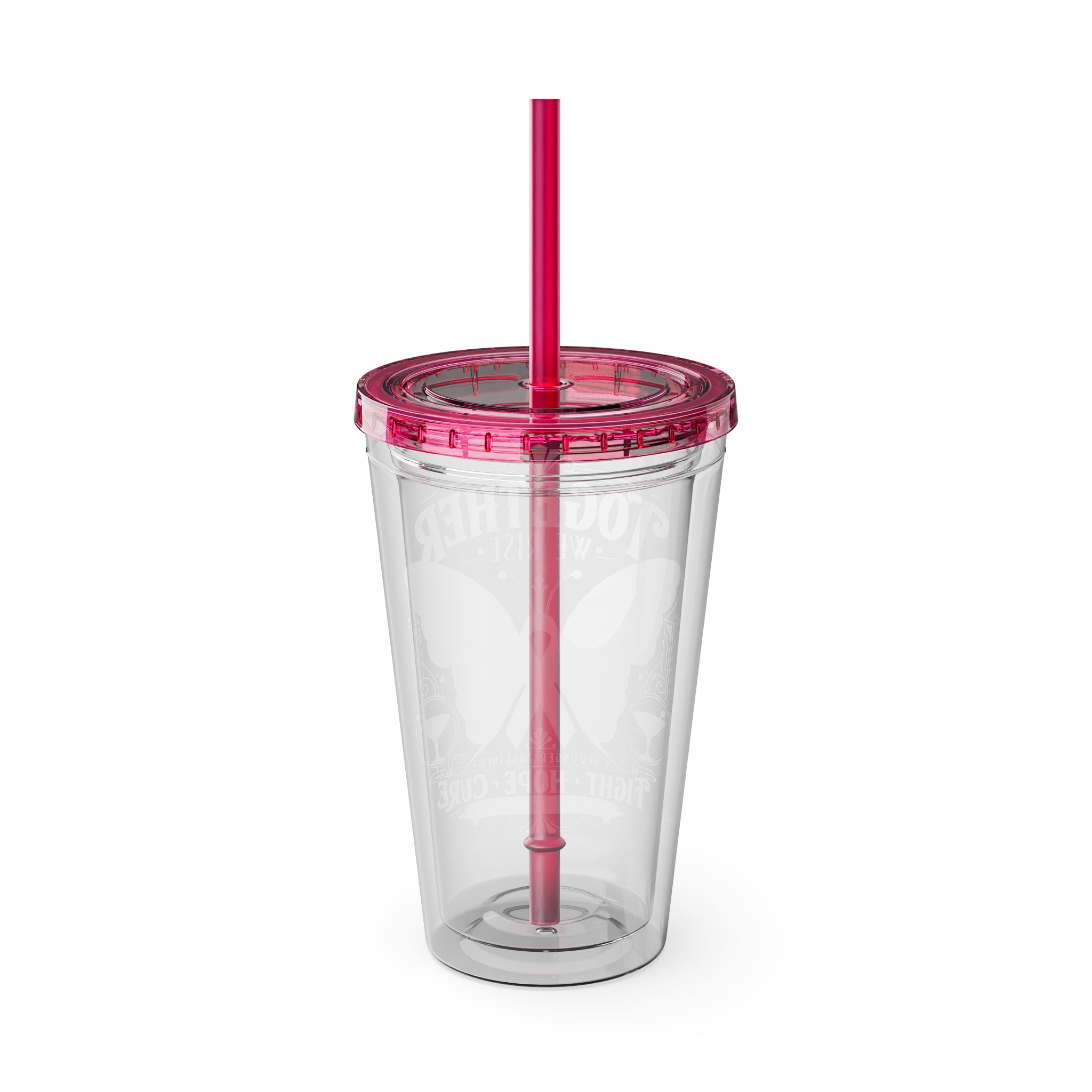 Together We Rise Butterfly Breast Cancer 16oz Tumbler with Straw