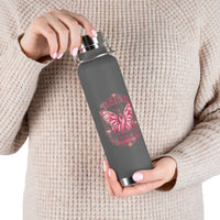 Together We Fight Pink Ribbon Butterfly Cancer 22oz Insulated Water Bottle