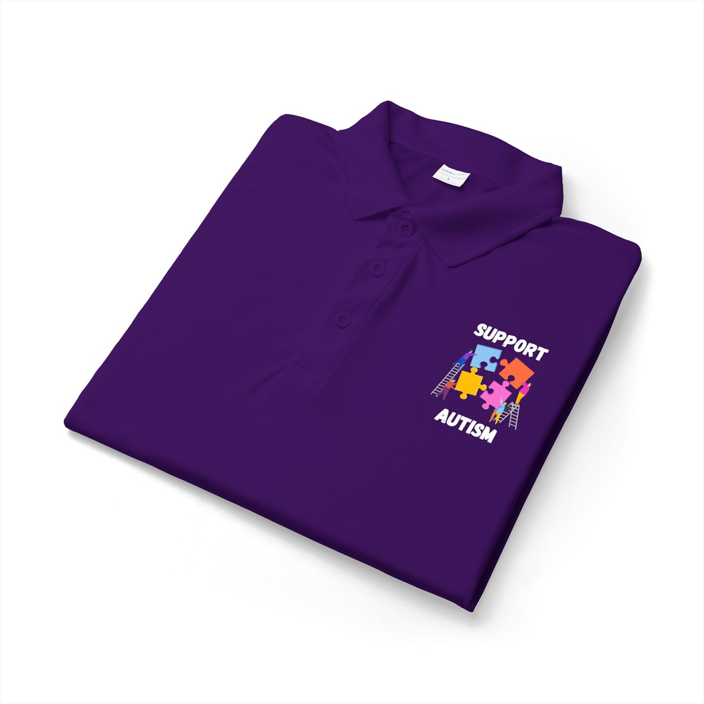 Autism Puzzle Piece Polo Shirt - White