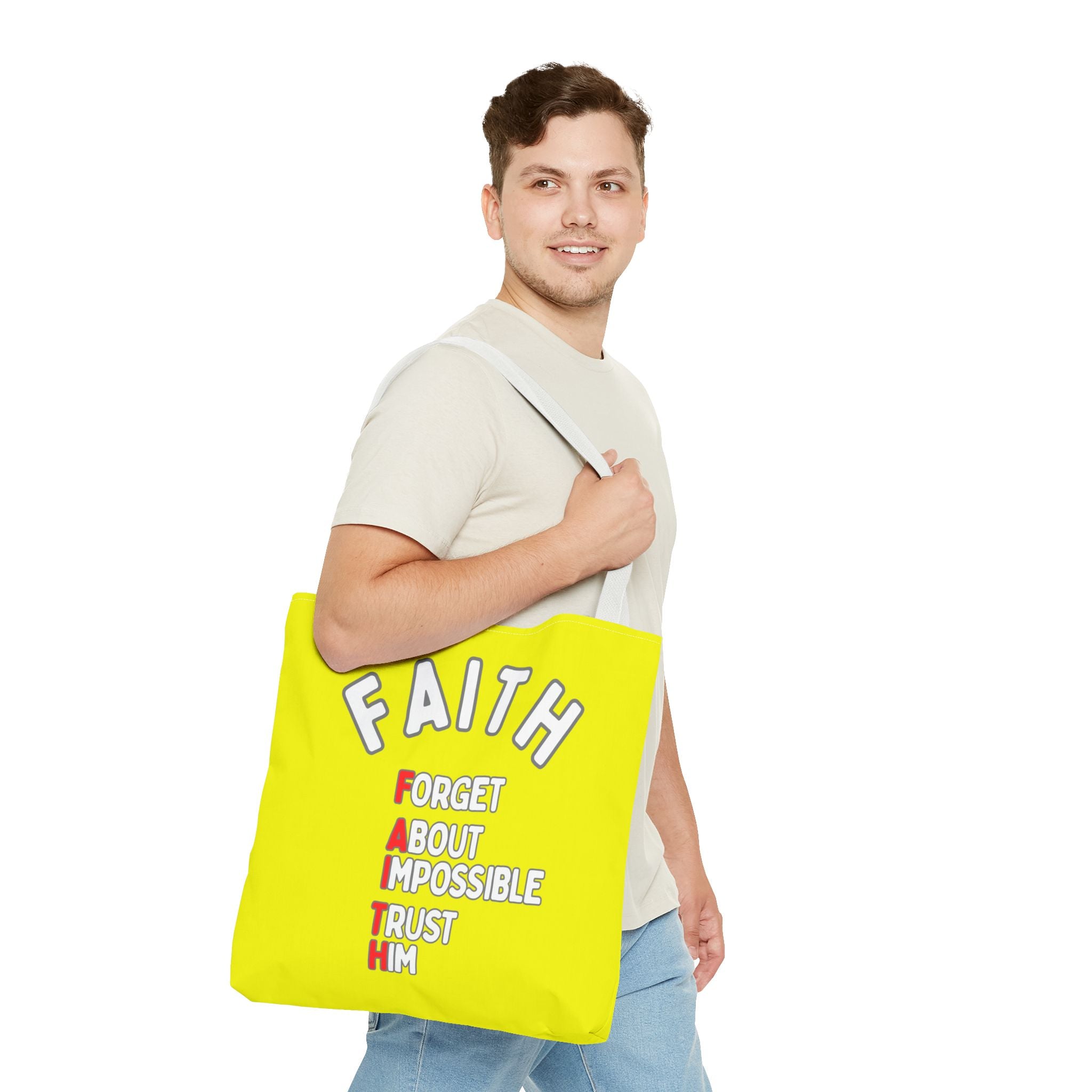 FAITH: Forget About Impossible, Trust Him Tote - Yellow