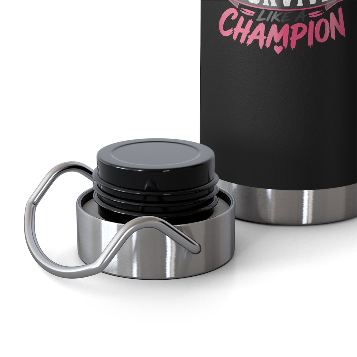 Fight Warrior Survive Champion Pink Ribbon 22oz Insulated Water Bottle