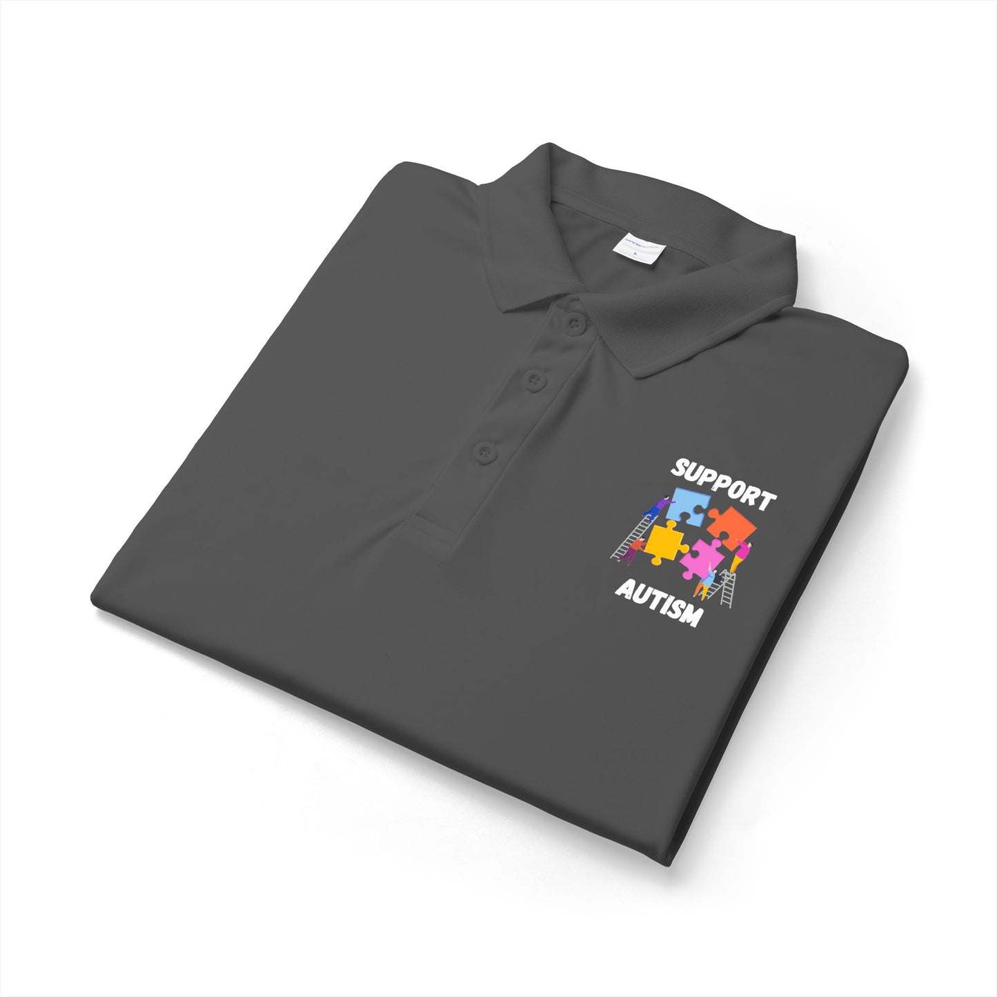 Autism Puzzle Piece Polo Shirt - White