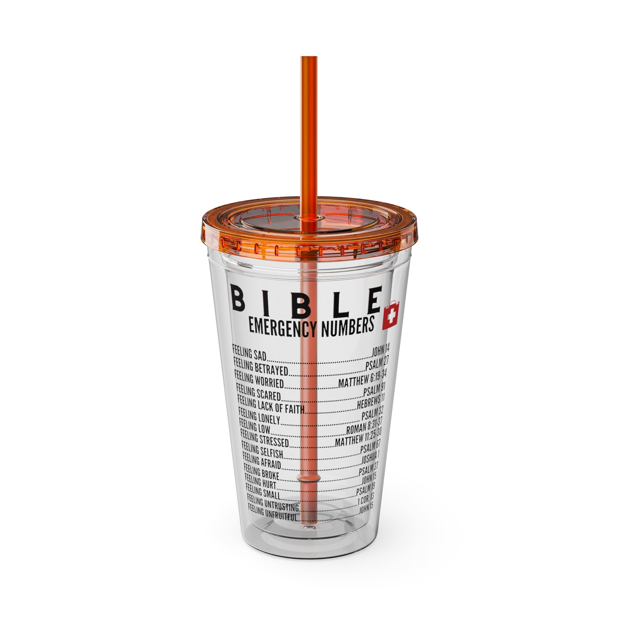 Bible Emergency Numbers 16oz Tumbler with Straw