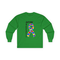 Autism Puzzle Ribbon Long Sleeve Tee — Blk