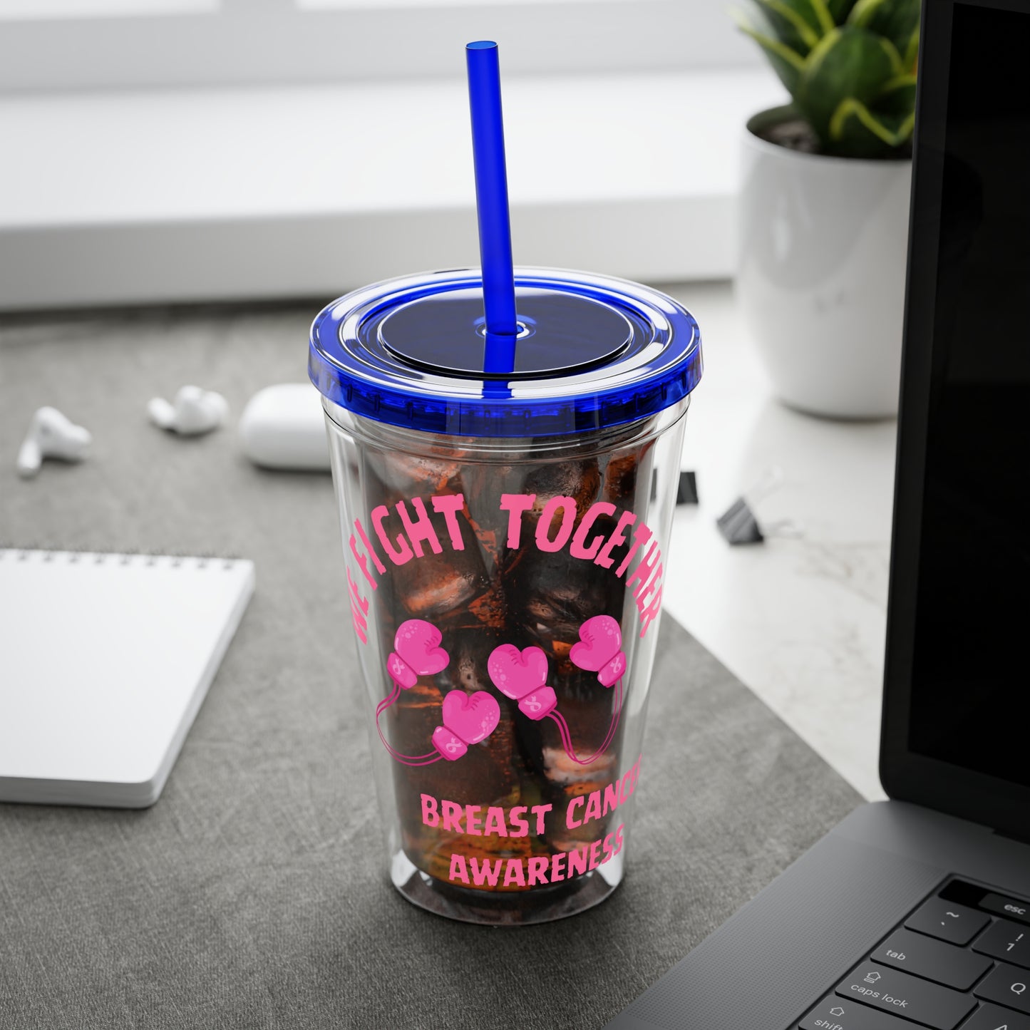 "We Fight Together" 16oz Tumbler with Straw Cup