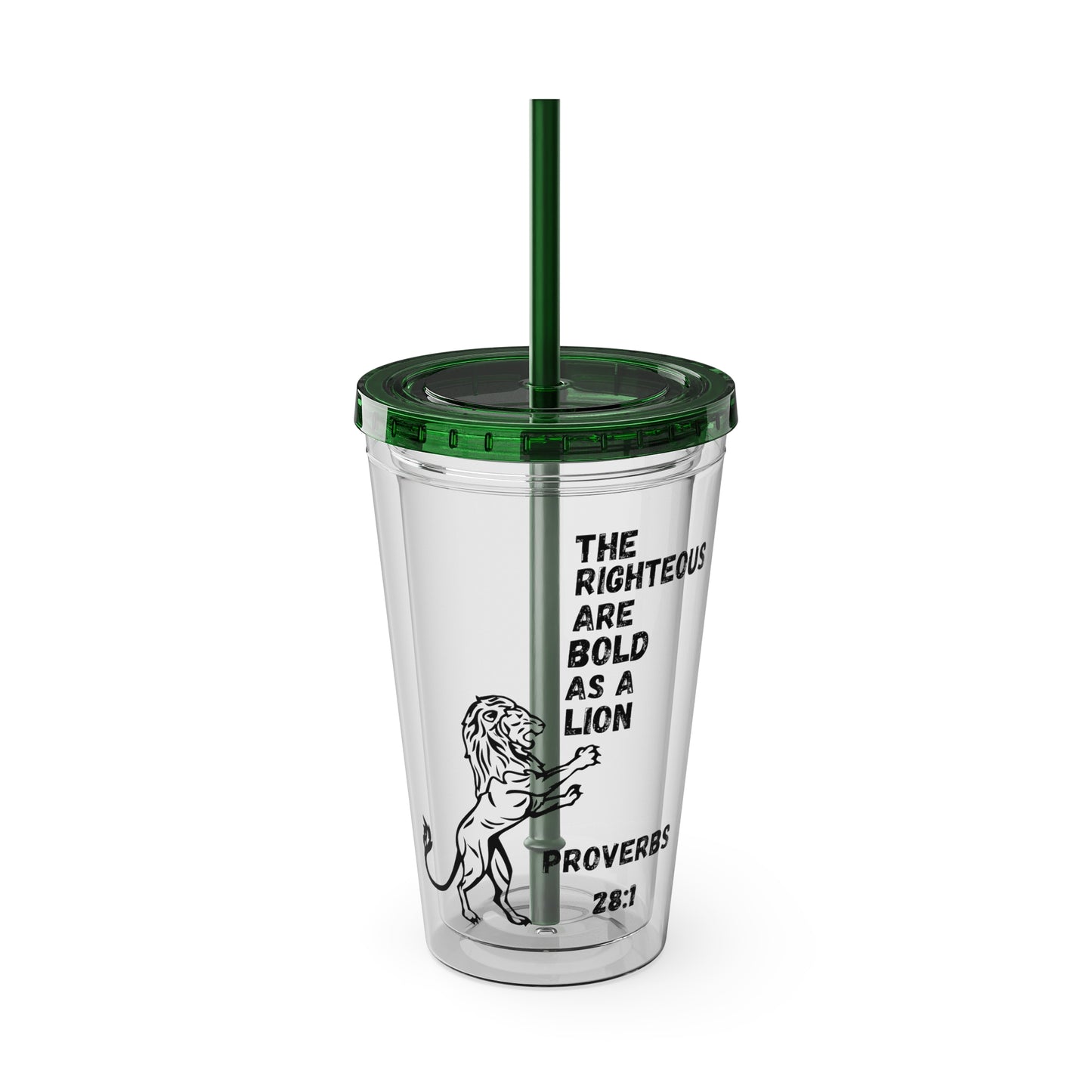 "The Righteous Are Bold as a Lion" 16oz Inspirational Tumbler with Straw