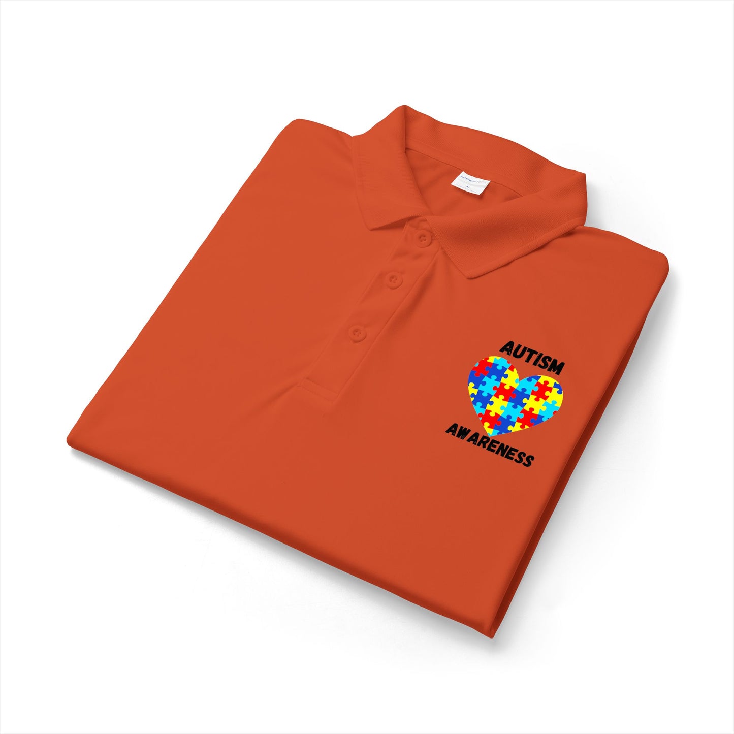 Autism Puzzle Heart Polo - Black