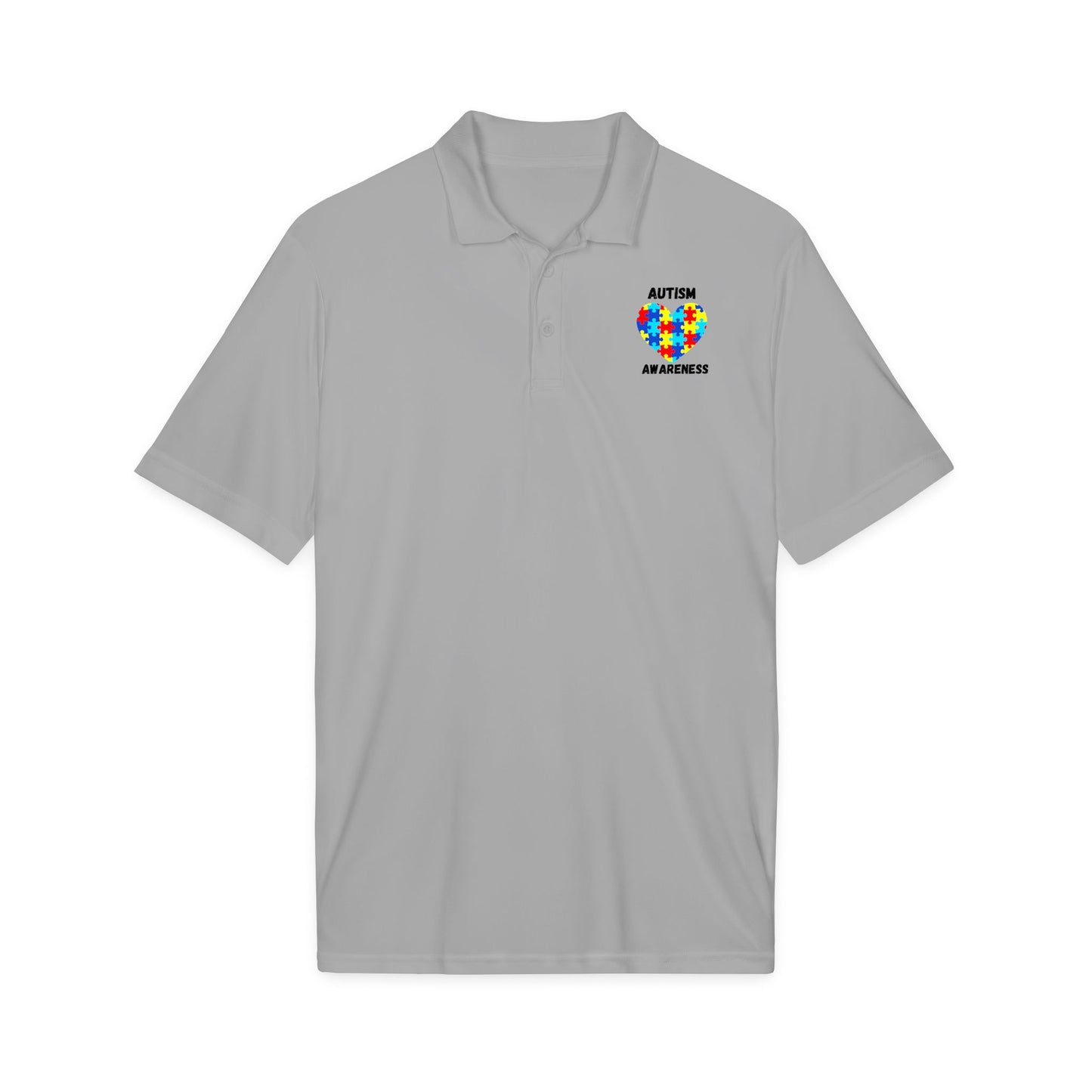 Autism Puzzle Heart Polo - Black