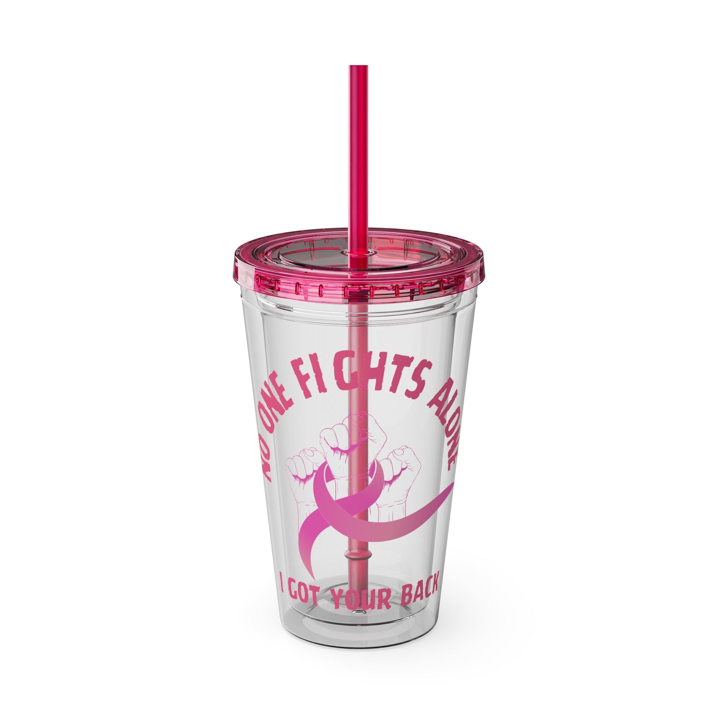 "No One Fights Alone" 16oz Tumbler with Straw