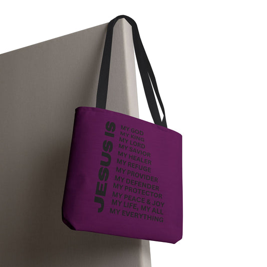 Christian JESUS IS Tote Bag - Purple