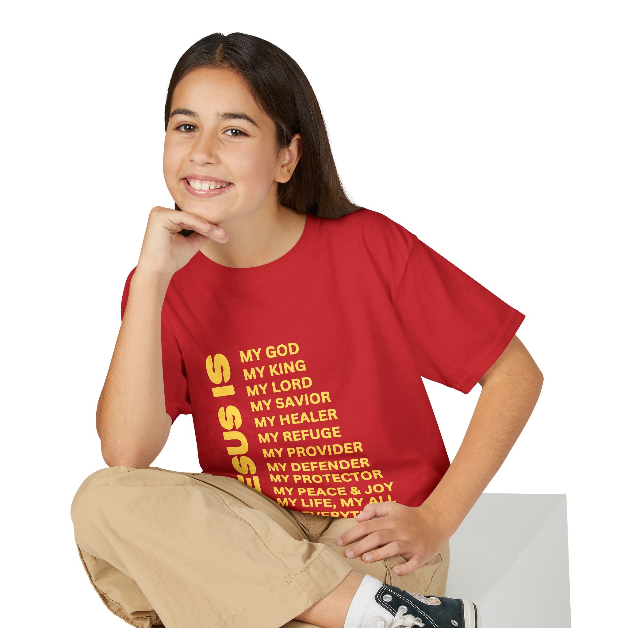Christian JESUS IS Youth Short Sleeve - Yellow