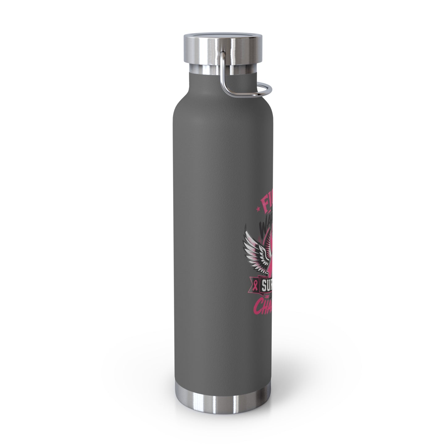 Fight Warrior Survive Champion Pink Ribbon 22oz Insulated Water Bottle