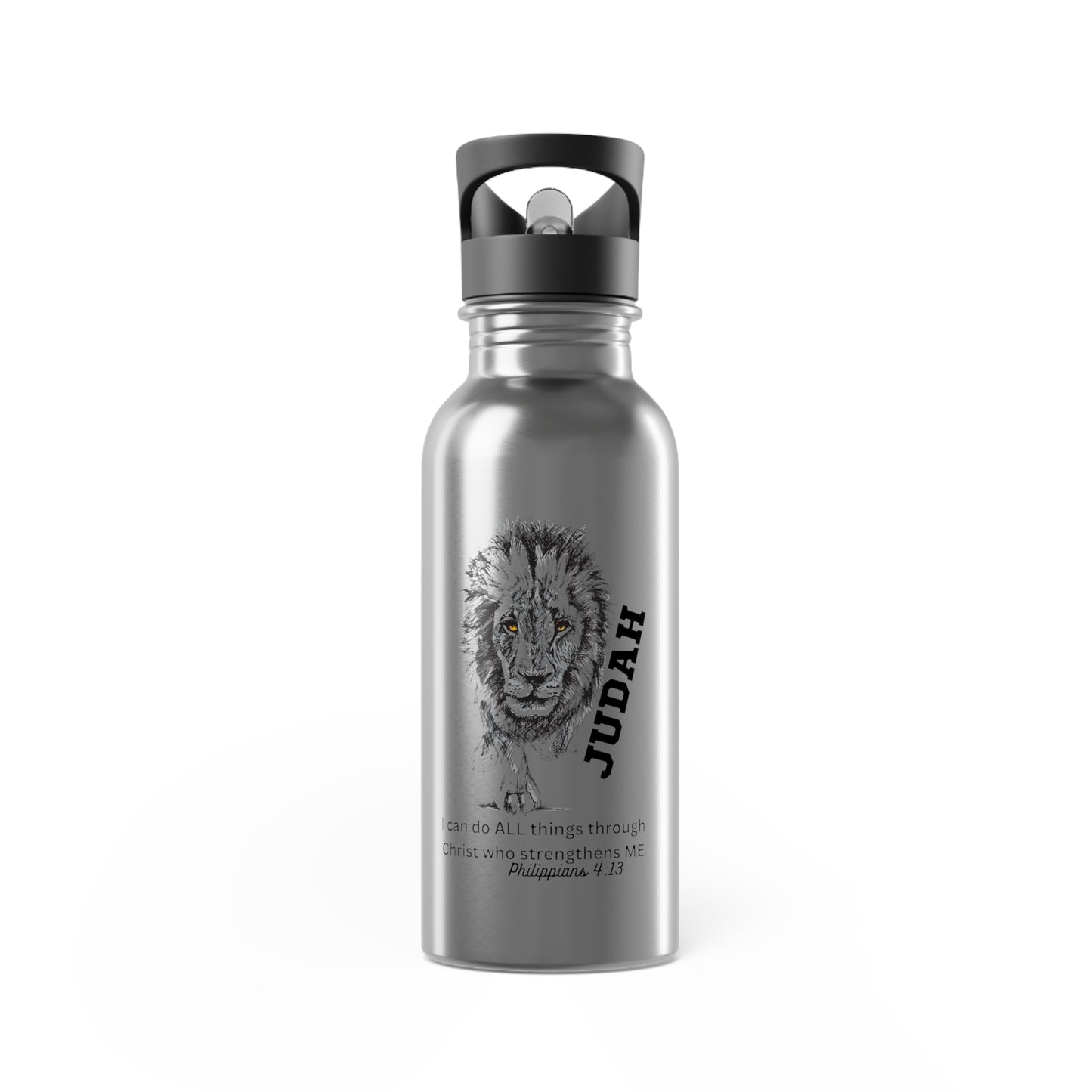 Lion of Judah Stainless Steel Water Bottle with Straw — 20oz