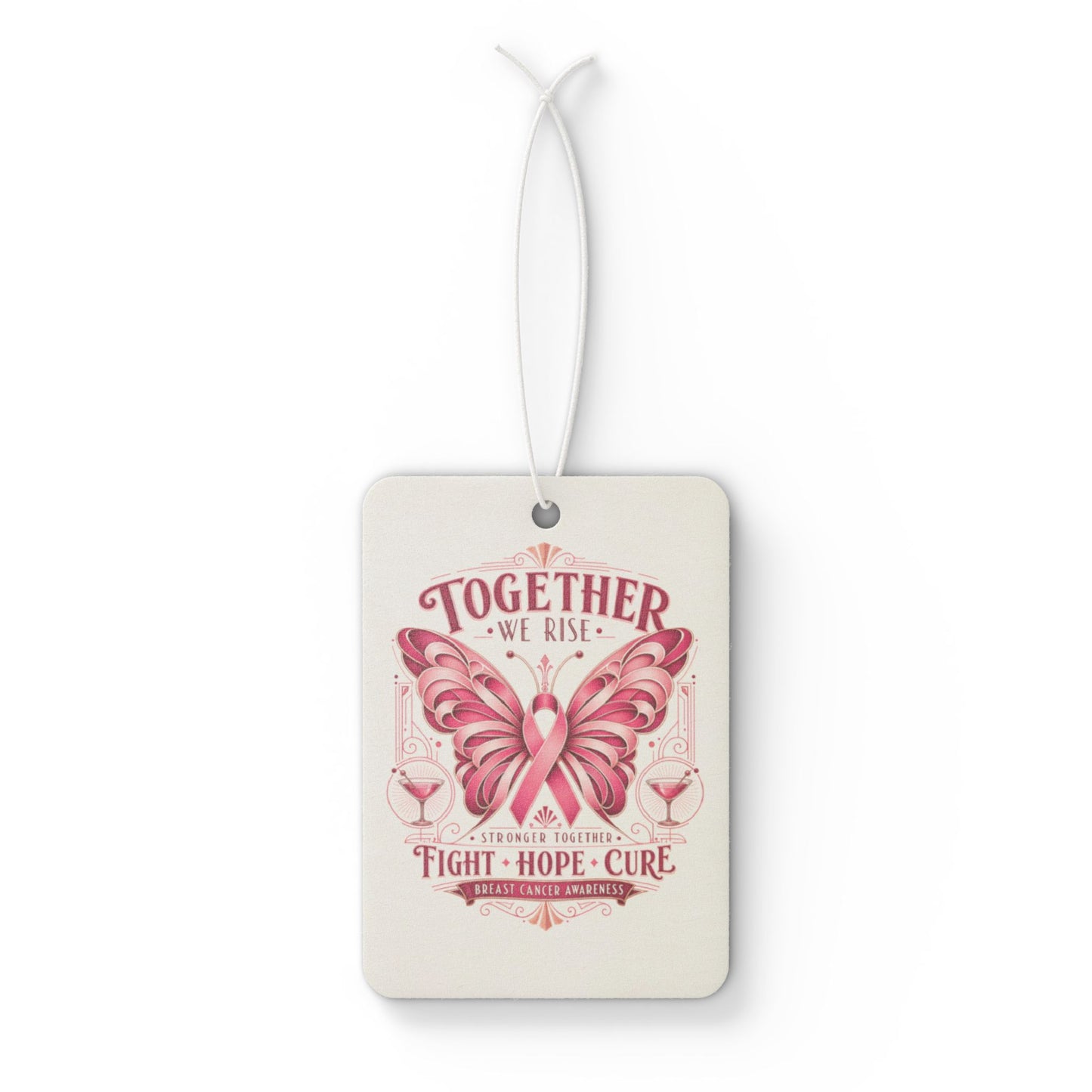 Together We Rise Car Air Freshener Pink Ribbon Butterfly
