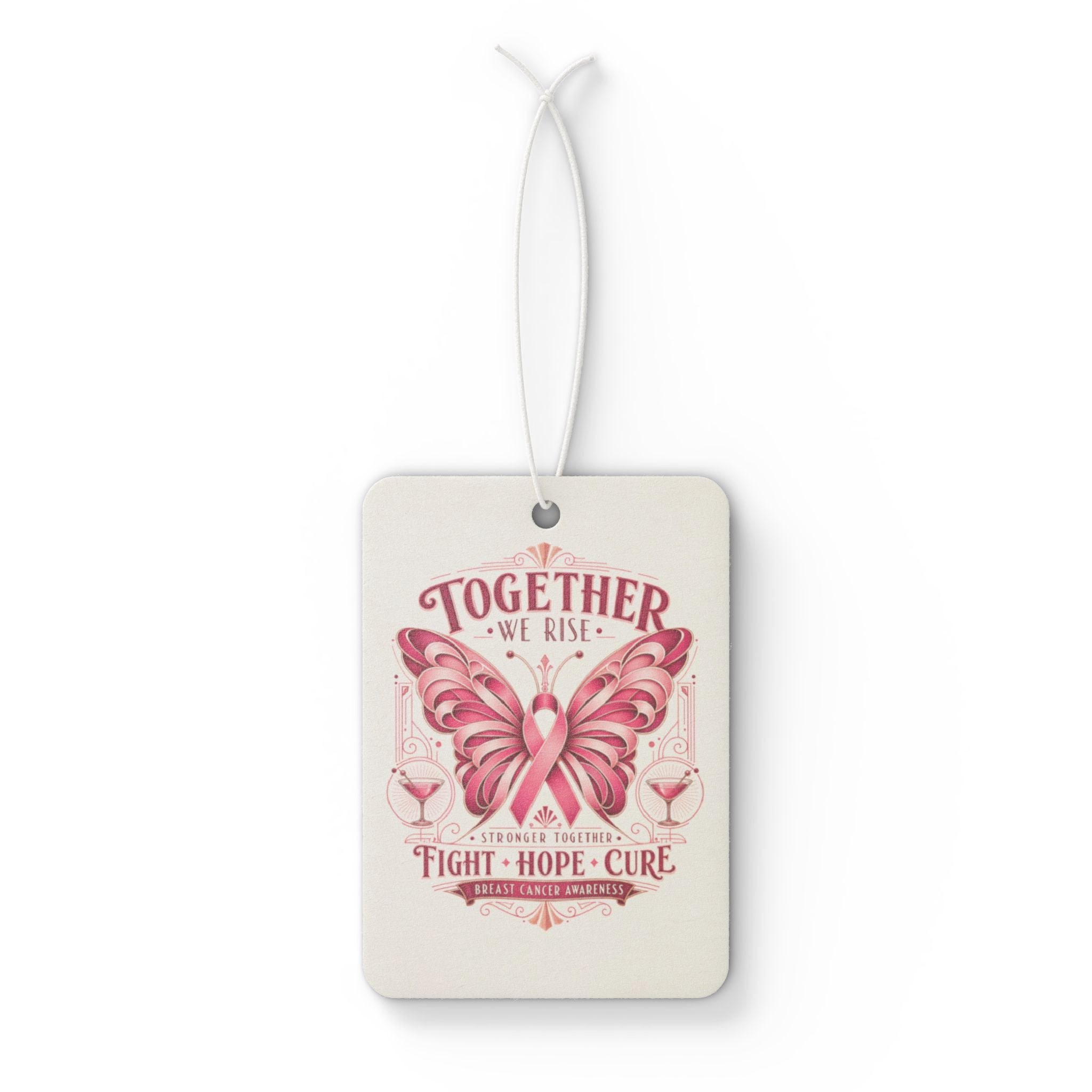 Together We Rise Car Air Freshener Pink Ribbon Butterfly