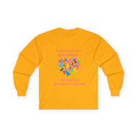 Cancer Awareness Long Sleeve Tee — "Cancer Doesn't Discriminate" Heart Ribbon