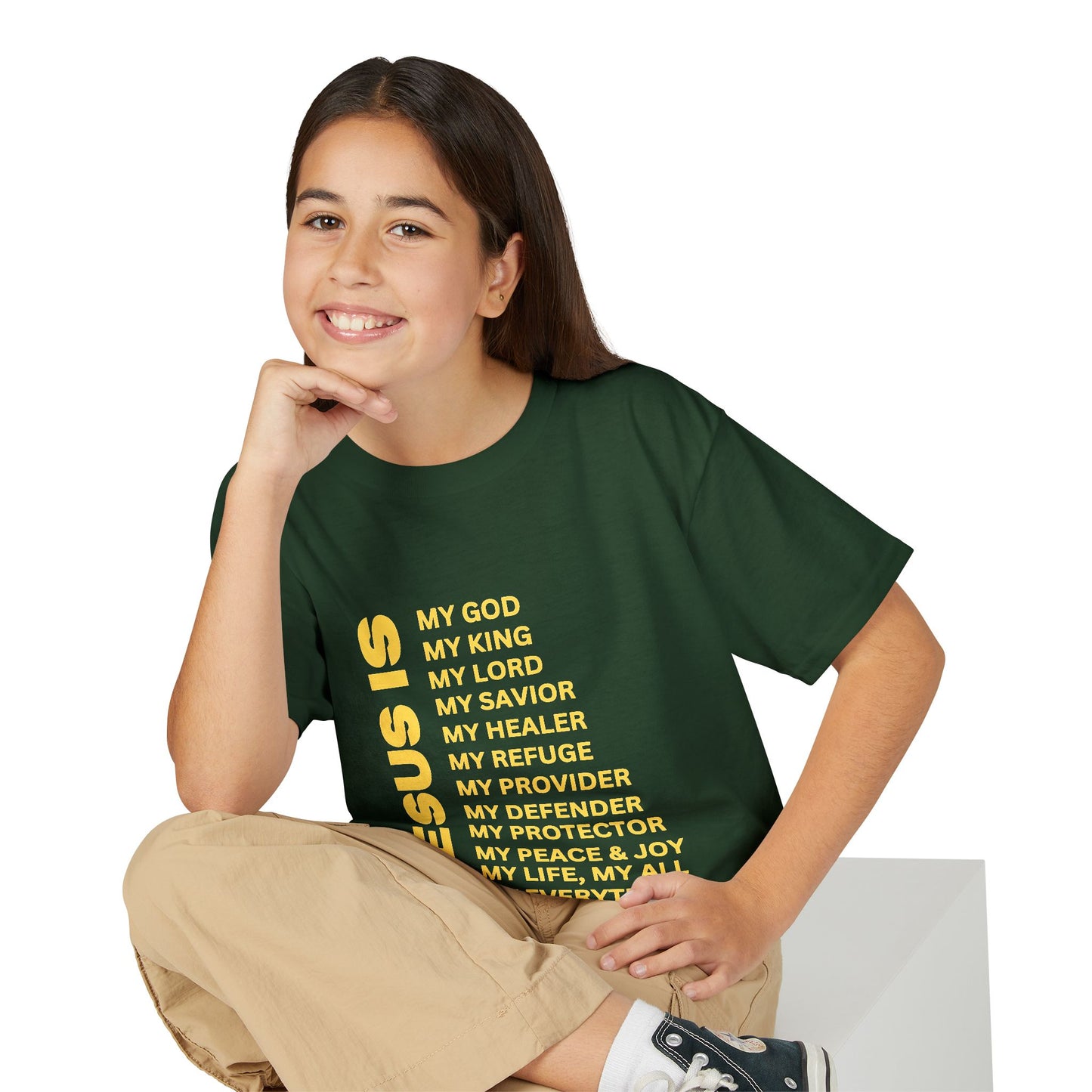 Christian JESUS IS Youth Short Sleeve - Yellow