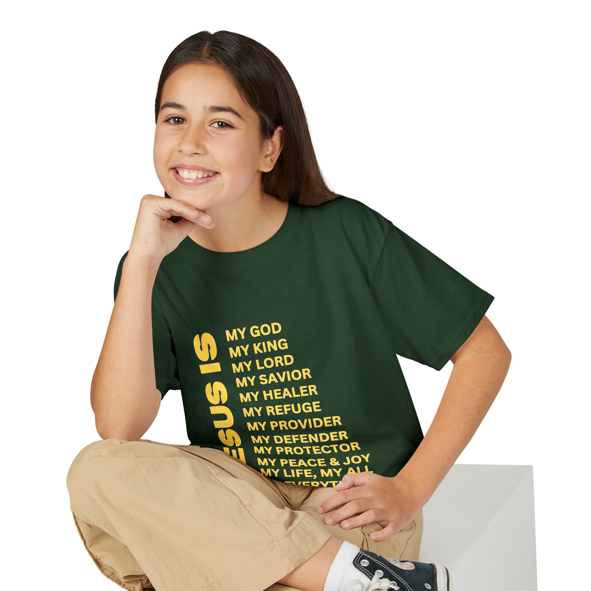 Christian JESUS IS Youth Short Sleeve - Yellow