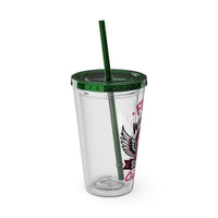 Fight Like a Warrior, Survive Like a Champion Breast Cancer Awareness 16oz Tumbler with Straw