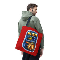 Push Pray Until Something Happens Red Tote Bag - Hands
