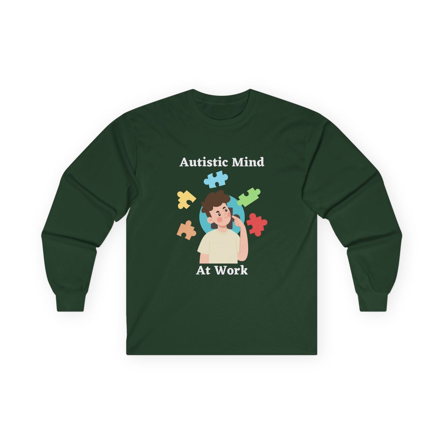 Autistic Mind At Work Long Sleeve Tee — White