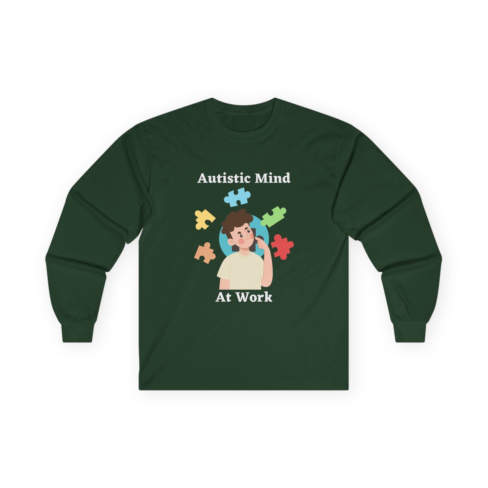 Autistic Mind At Work Long Sleeve Tee — White