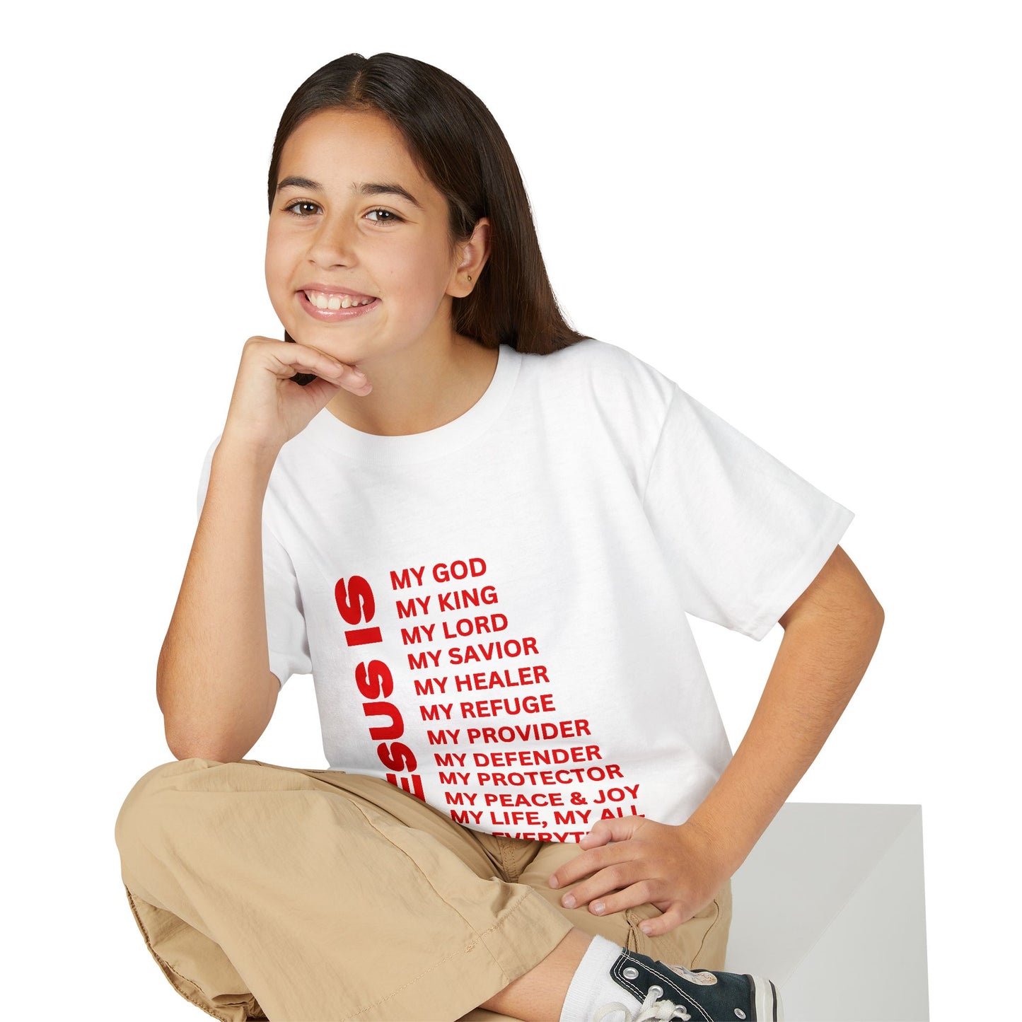 Christian JESUS IS Youth Short Sleeve - Red