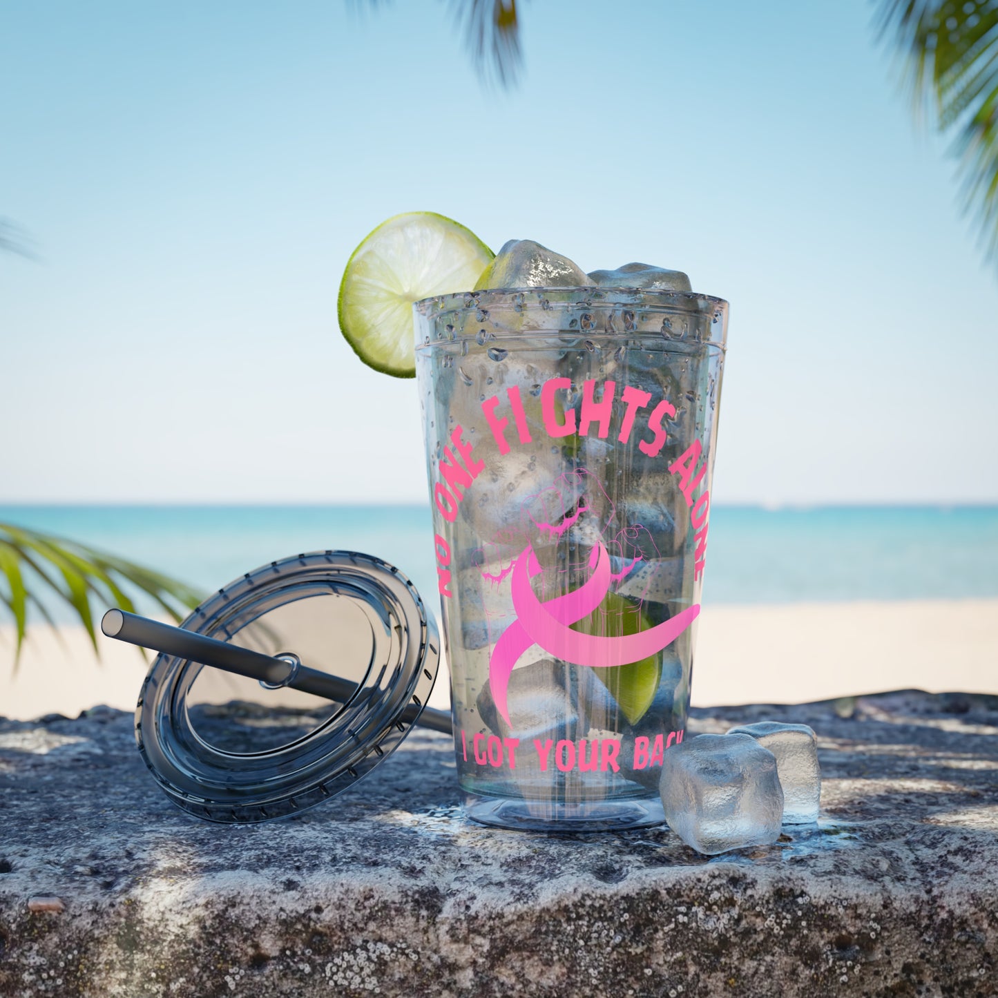 "No One Fights Alone" 16oz Tumbler with Straw