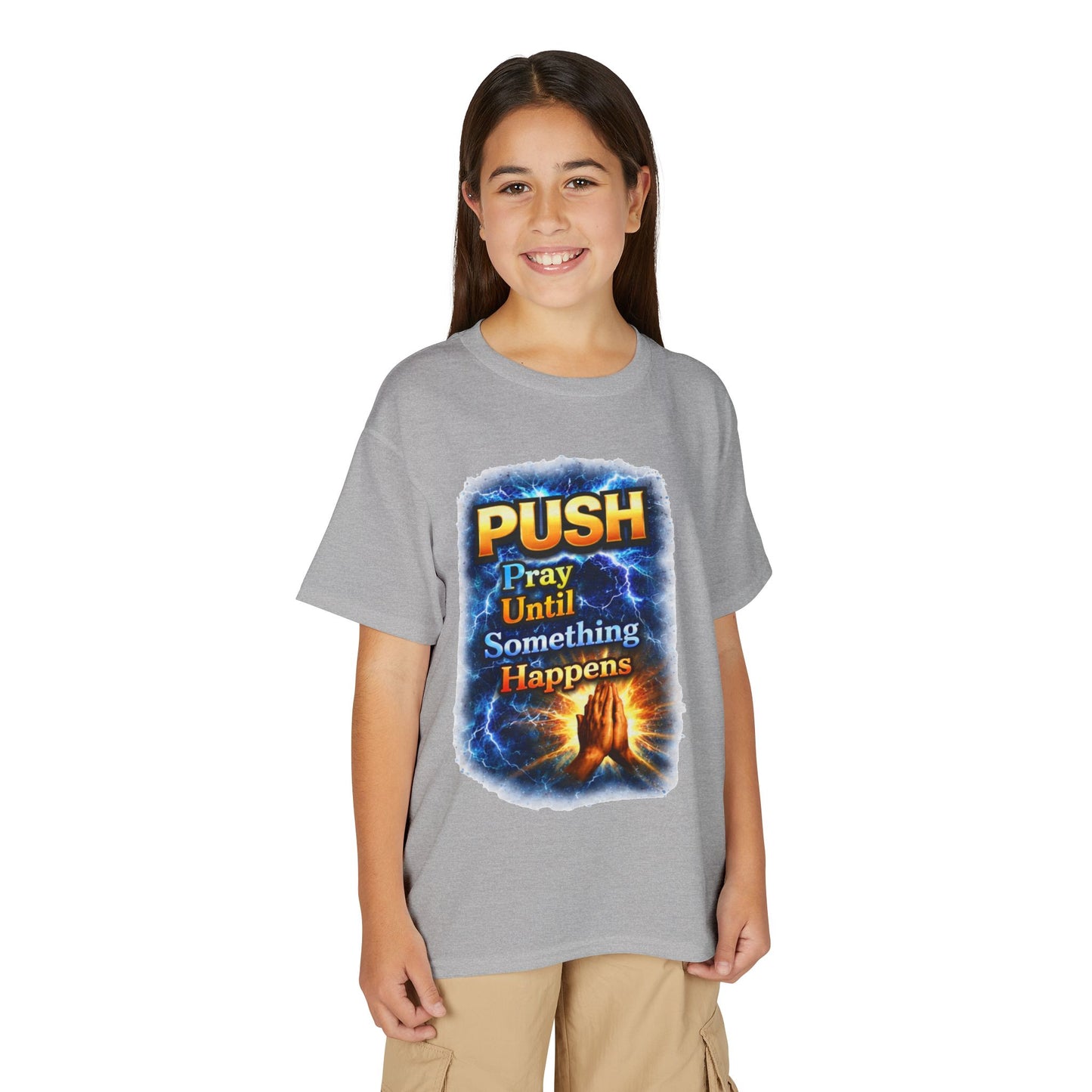"Push: Pray Until Something Happens" Youth T-shirt - Hands