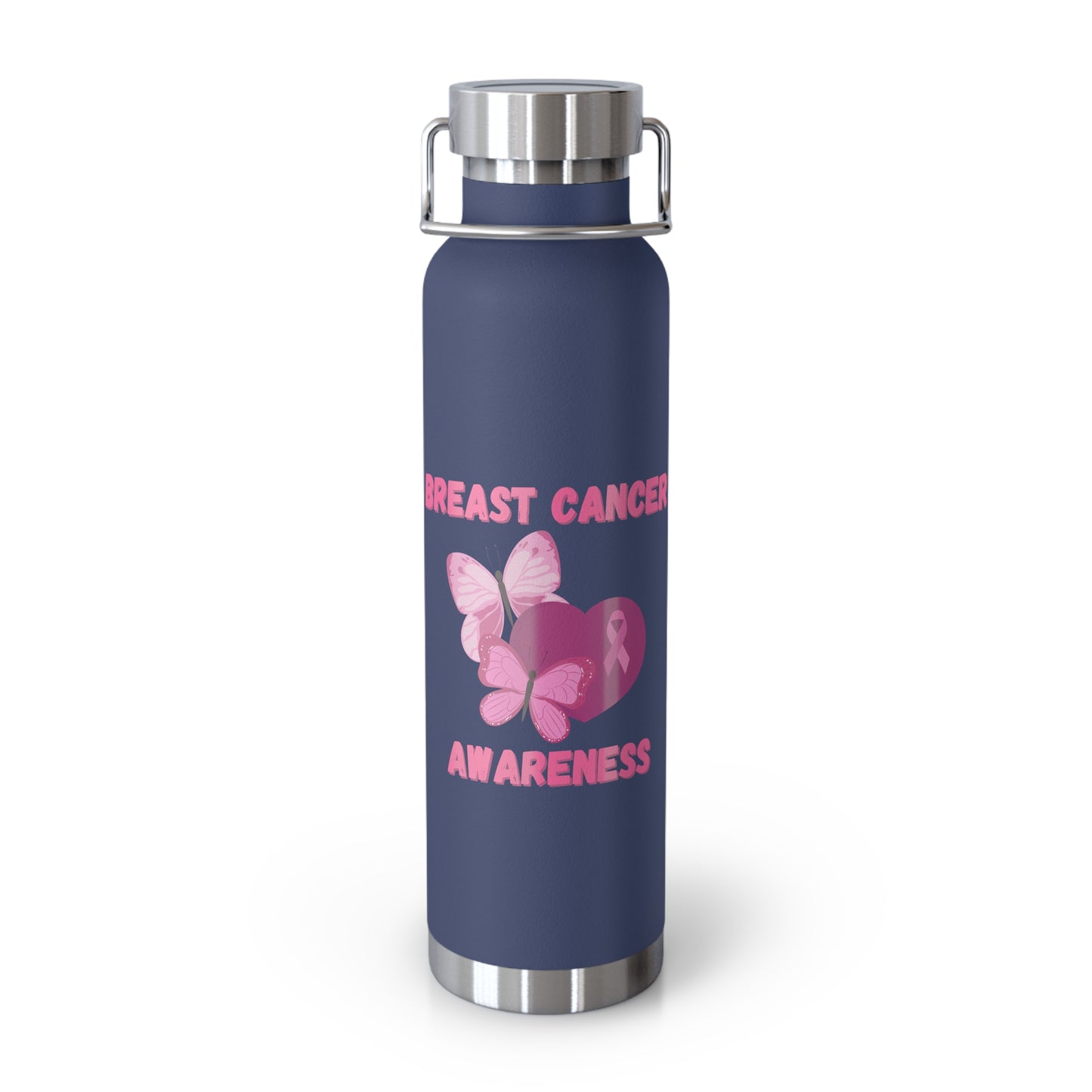 Butterfly Breast Cancer Awareness 22oz Insulated Water Bottle