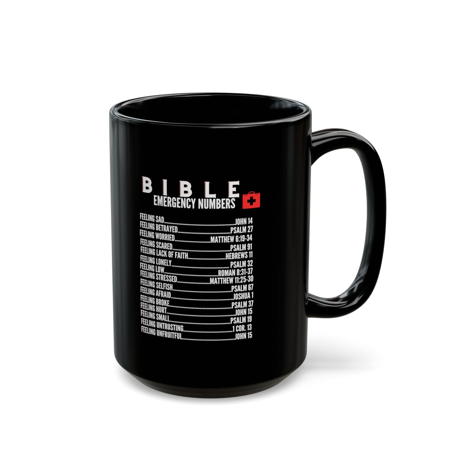 Bible Emergency Numbers Black Coffee Mug (11oz/15oz)