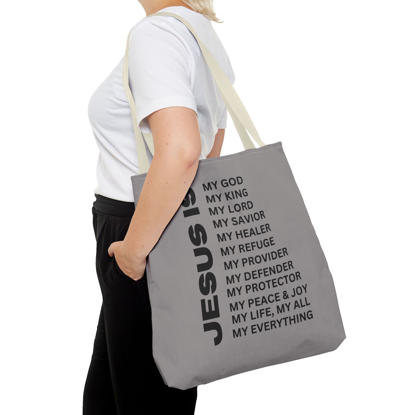 Christian JESUS IS Tote Bag - Grey
