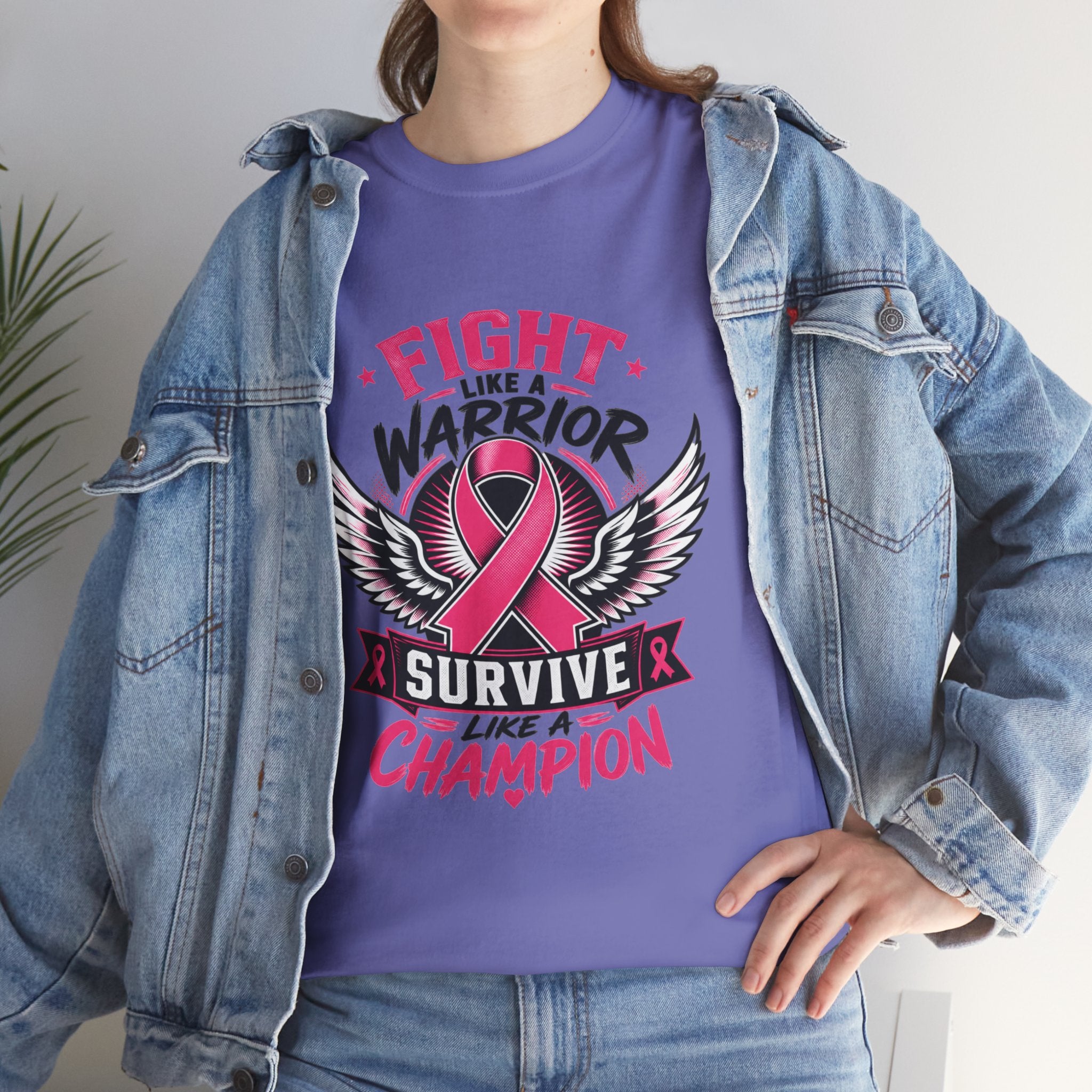 Fight Like a Warrior, Survive Like a Champion Breast Cancer Awareness T-Shirt
