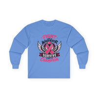 Fight Like a Warrior, Survive Like a Champion Breast Cancer Awareness Long Sleeve Tee