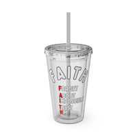 Faith "Forget About Impossible, Trust Him" 16oz Tumbler with Straw