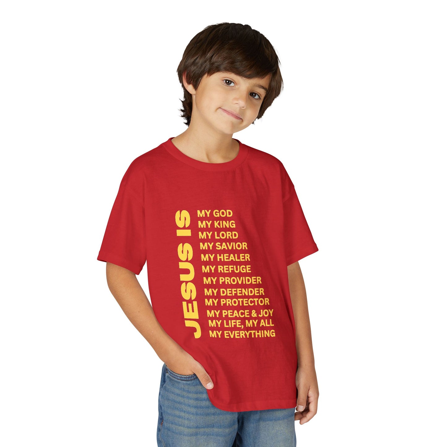 Christian JESUS IS Youth Short Sleeve - Yellow