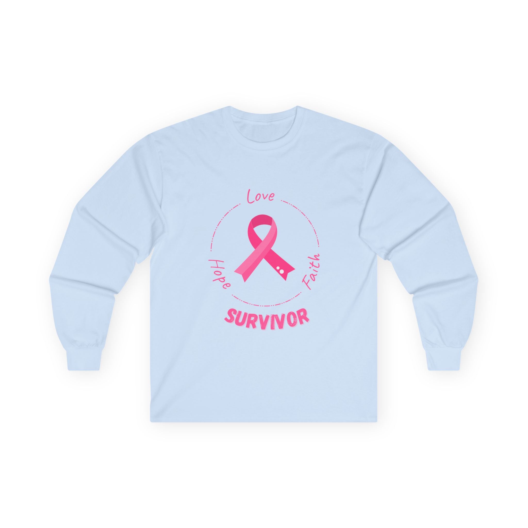 Breast Cancer Survivor Long Sleeve Tee — Pink Ribbon “Survivor”