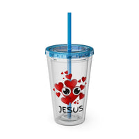 Jesus Heart Love 16oz Tumbler with Straw