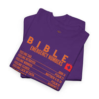 Bible Emergency Numbers Tee - Orange