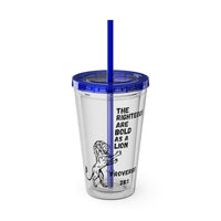 "The Righteous Are Bold as a Lion" 16oz Inspirational Tumbler with Straw
