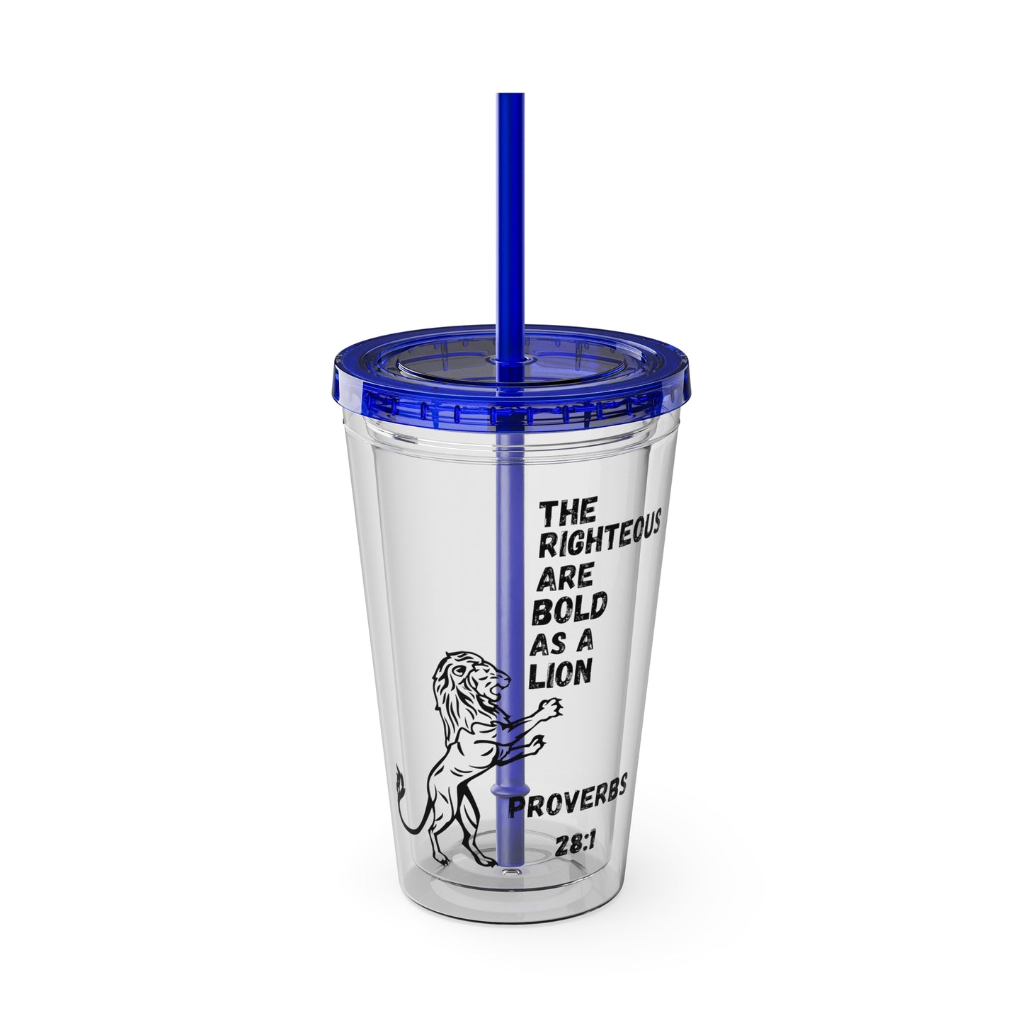 "The Righteous Are Bold as a Lion" 16oz Inspirational Tumbler with Straw
