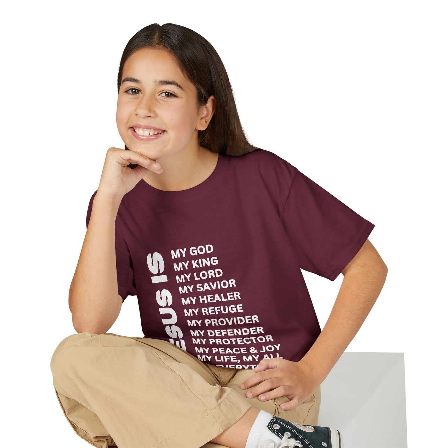 Christian JESUS IS Youth Short Sleeve - White