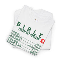Bible Emergency Numbers Tee - Green